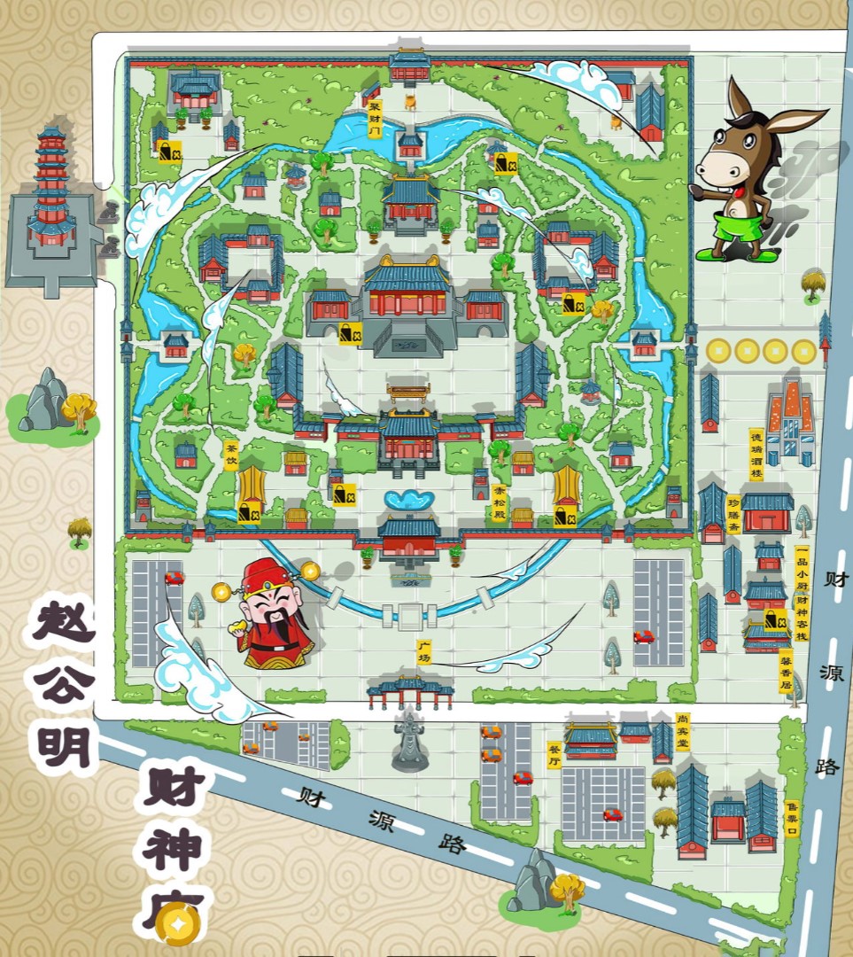 台州寺庙类手绘地图